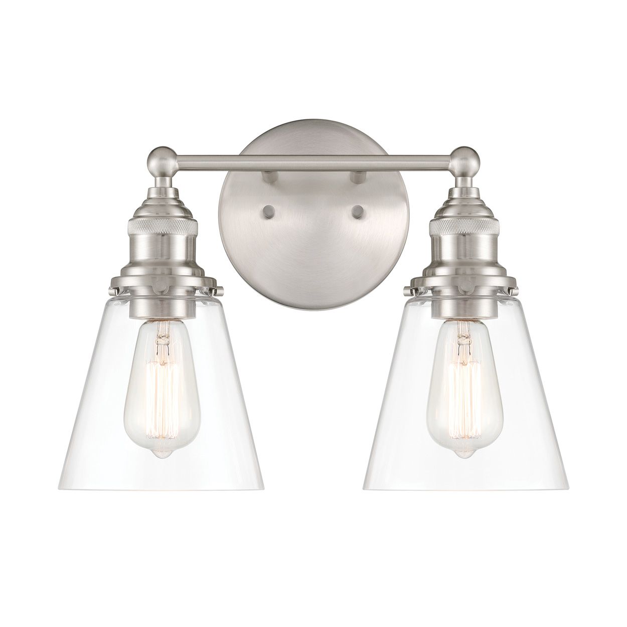 Minka Lavery Barwell 2-Light 15-in Brushed Nickel Vanity Light with Shades