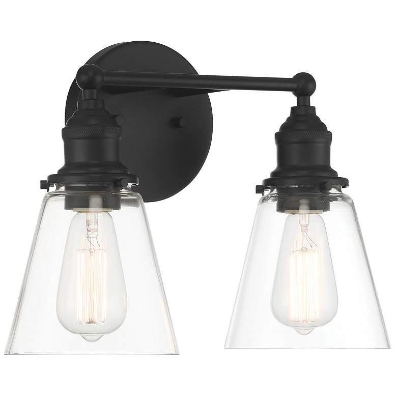 Image 1 Minka Lavery Barwell 2-Light 15-in Coal Black Vanity Light
