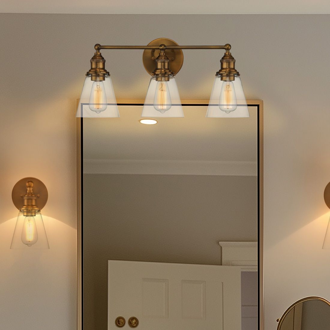 Image 7 Minka Lavery Barwell 3-Light 24-in Aged Brass Vanity Light more views
