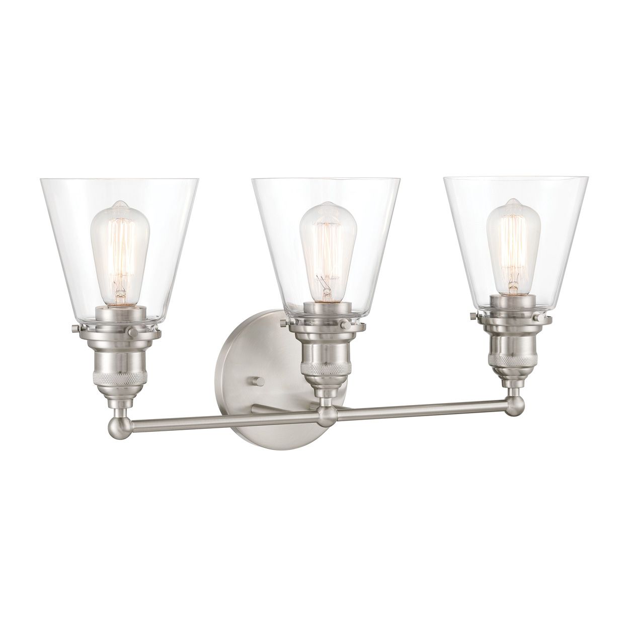 Image 4 Minka Lavery Barwell 3-Light 24-in Brushed Nickel Vanity Light with Shades more views