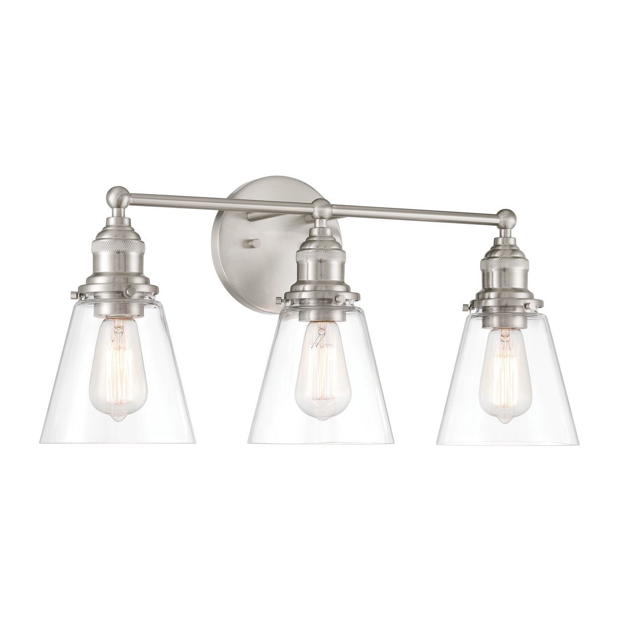 Image 5 Minka Lavery Barwell 3-Light 24-in Brushed Nickel Vanity Light with Shades more views
