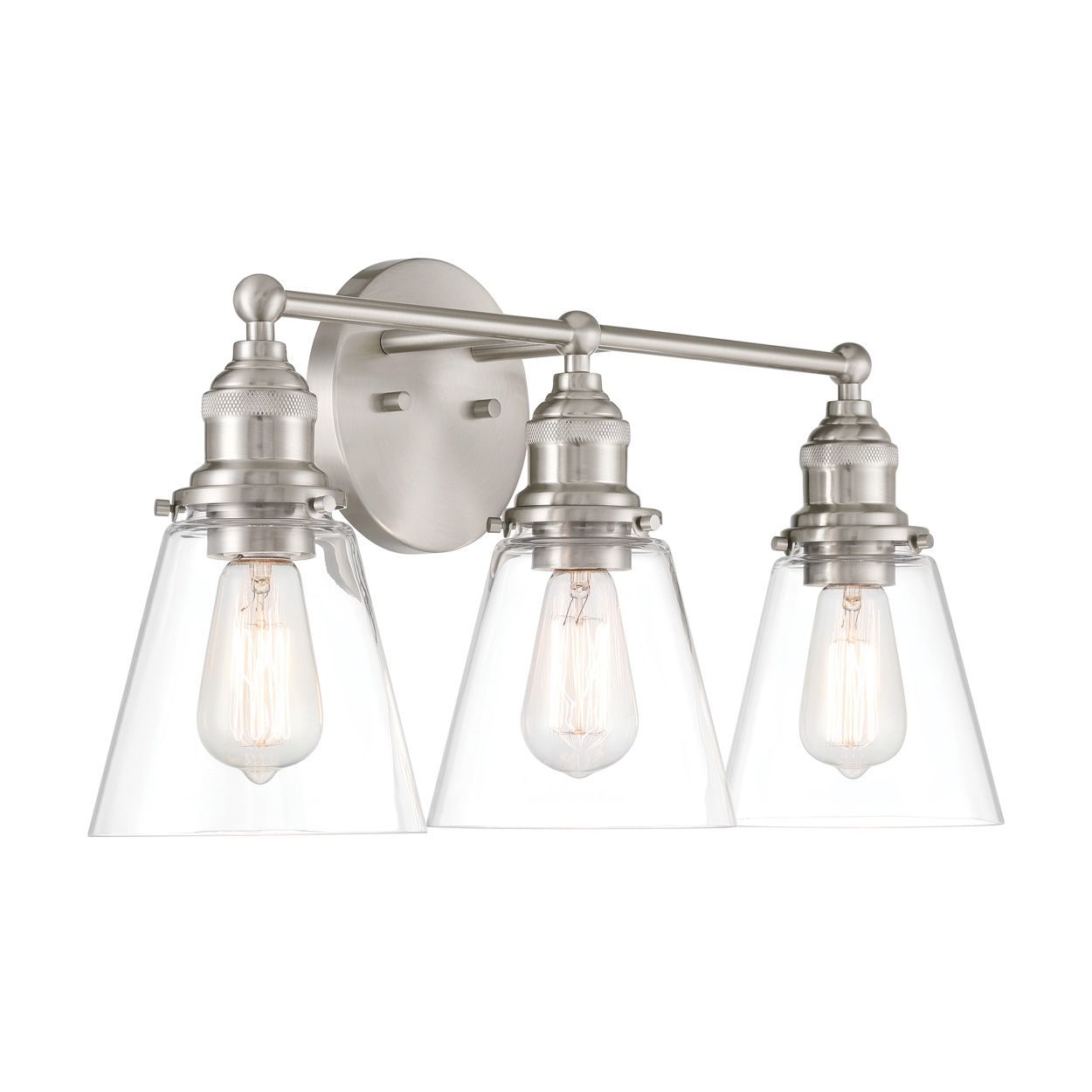 Image 7 Minka Lavery Barwell 3-Light 24-in Brushed Nickel Vanity Light with Shades more views
