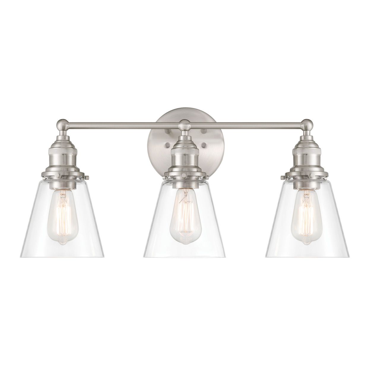 Minka Lavery Barwell 3-Light 24-in Brushed Nickel Vanity Light with Shades