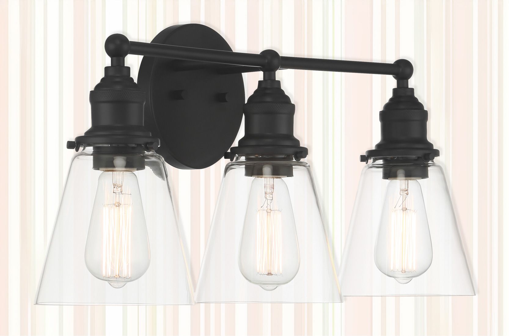 Minka Lavery Barwell 3-Light 24-in Coal Black Vanity Light