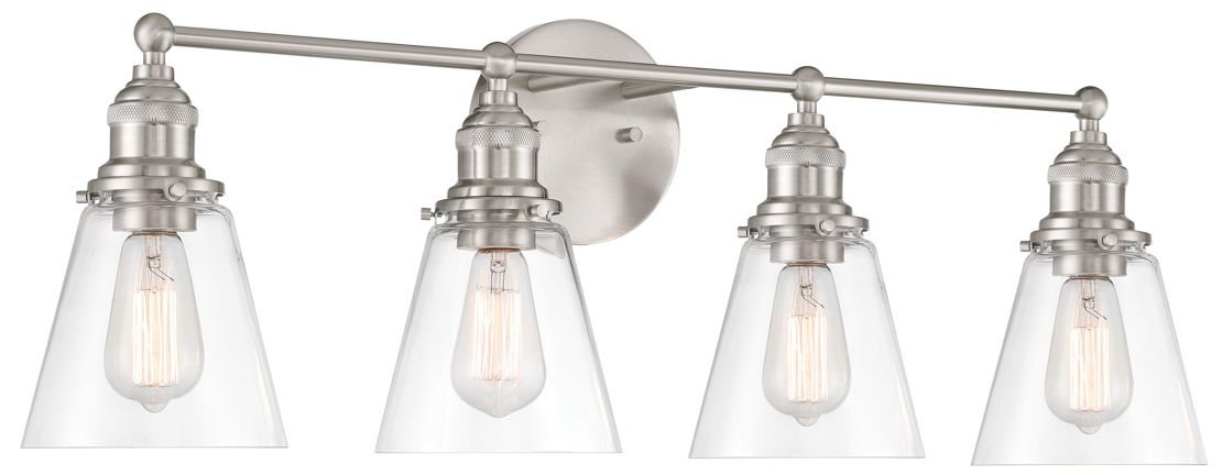 Minka Lavery Barwell 4-Light 33-in Brushed Nickel Vanity Light with Shades