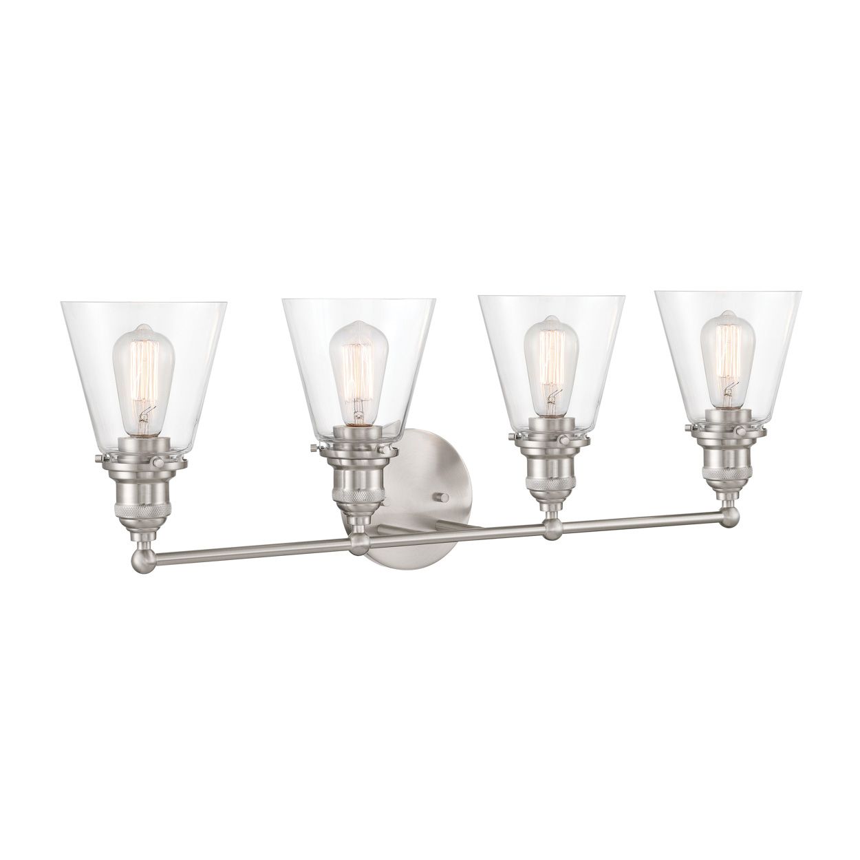 Image 4 Minka Lavery Barwell 4-Light 33-in Brushed Nickel Vanity Light with Shades more views