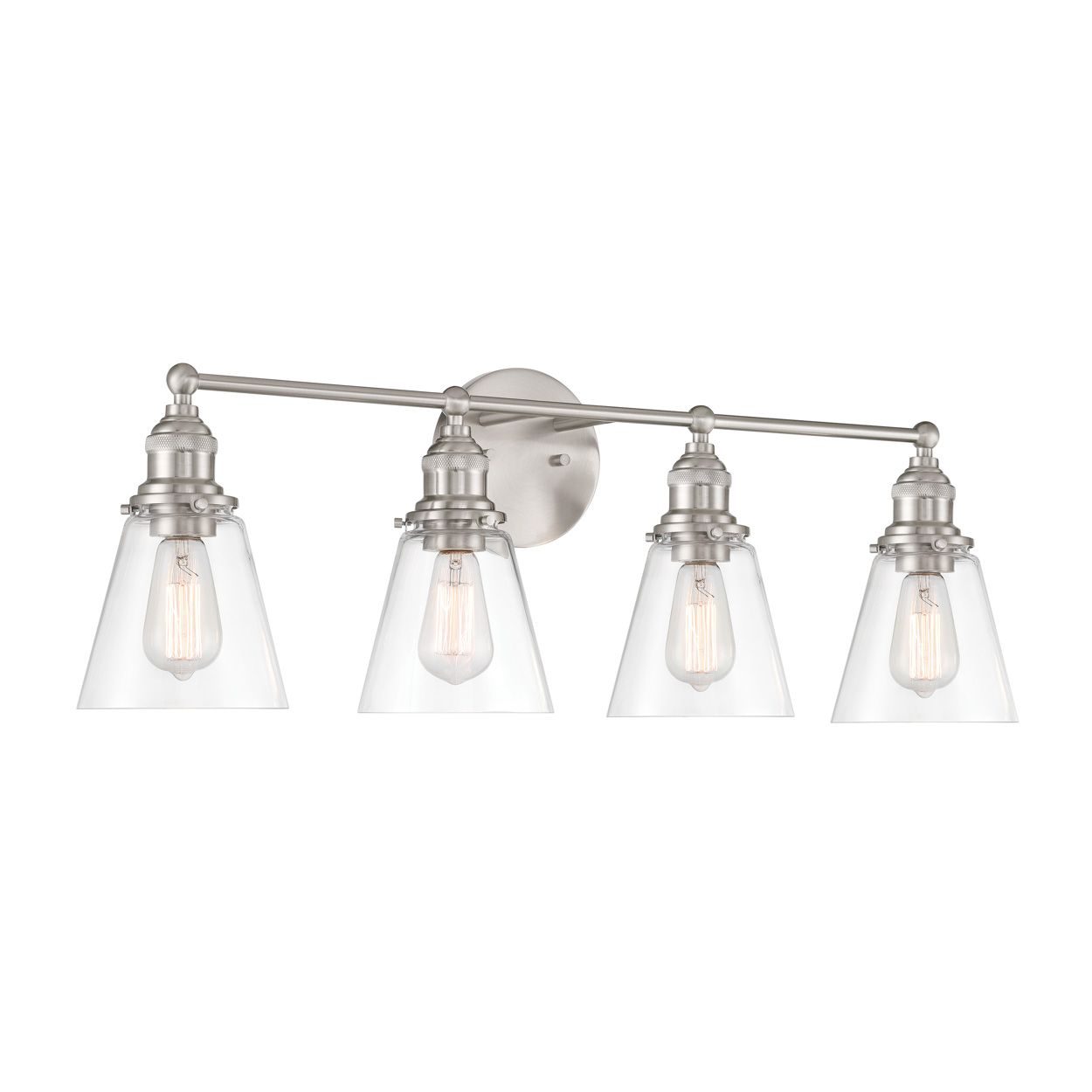 Image 5 Minka Lavery Barwell 4-Light 33-in Brushed Nickel Vanity Light with Shades more views