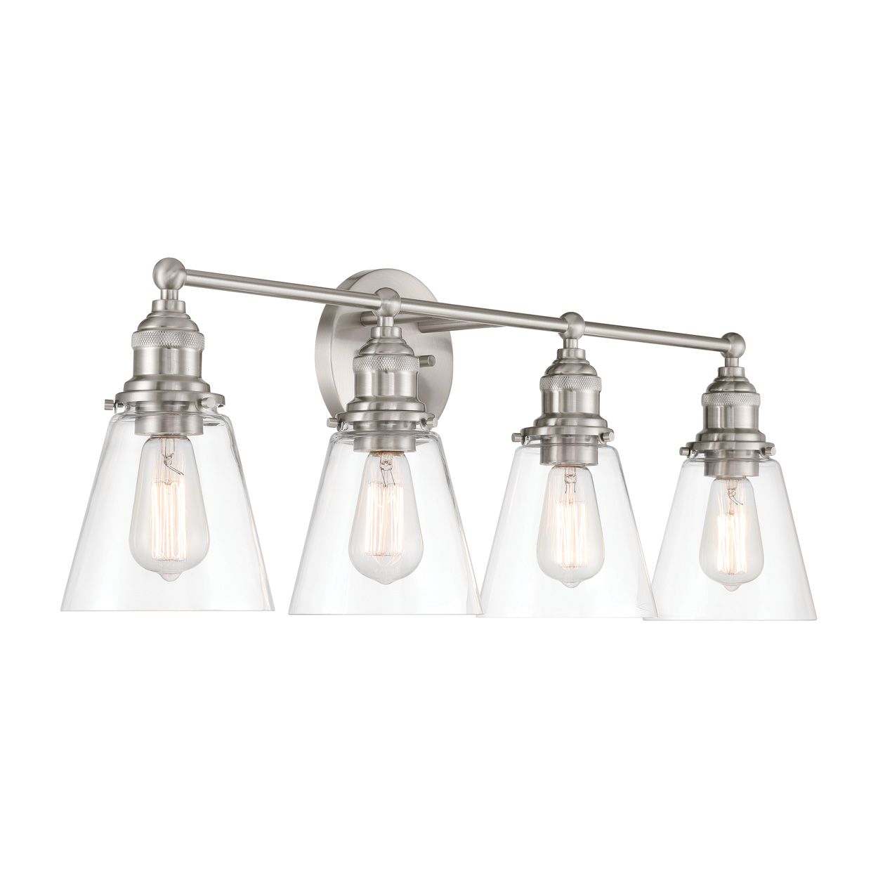 Image 6 Minka Lavery Barwell 4-Light 33-in Brushed Nickel Vanity Light with Shades more views