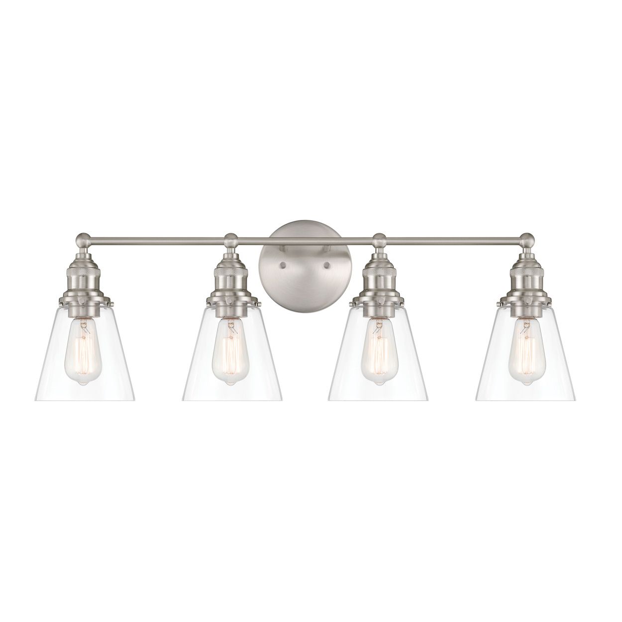 Image 7 Minka Lavery Barwell 4-Light 33-in Brushed Nickel Vanity Light with Shades more views