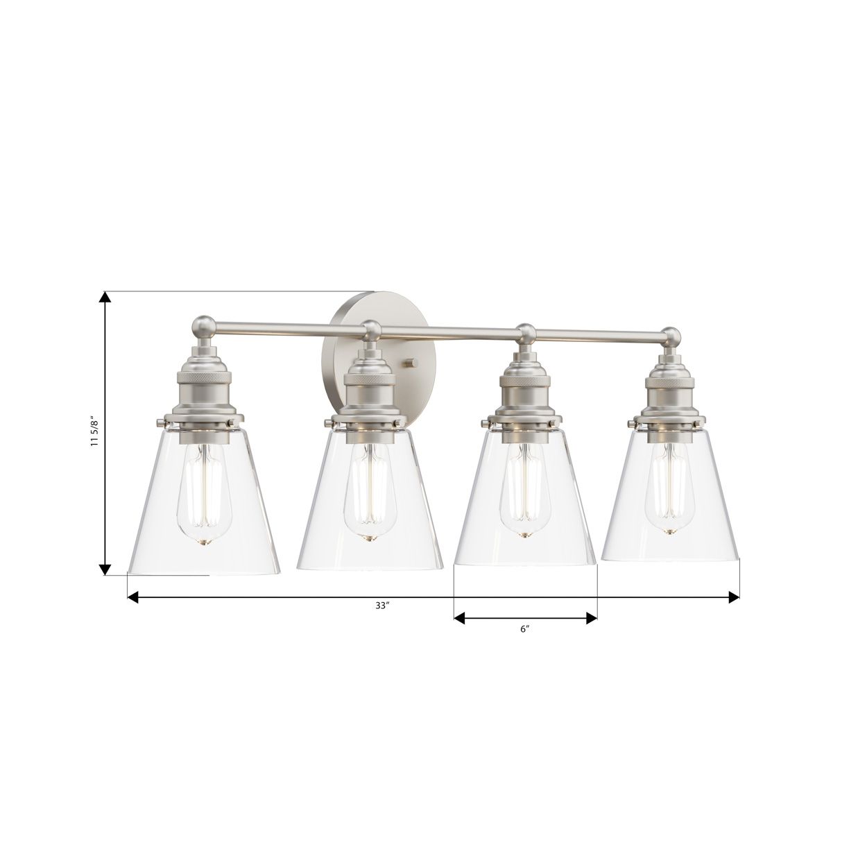 Minka Lavery Barwell 4-Light 33-in Brushed Nickel Vanity Light with Shades