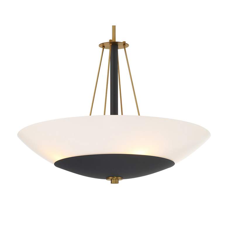 Image 3 Minka Lavery BAX 4-Light 24-in Black and Brass Pendant with Glass Shade more views