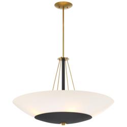 Minka Lavery BAX 5-Light 32-in Black and Brass Pendant with Glass Shade