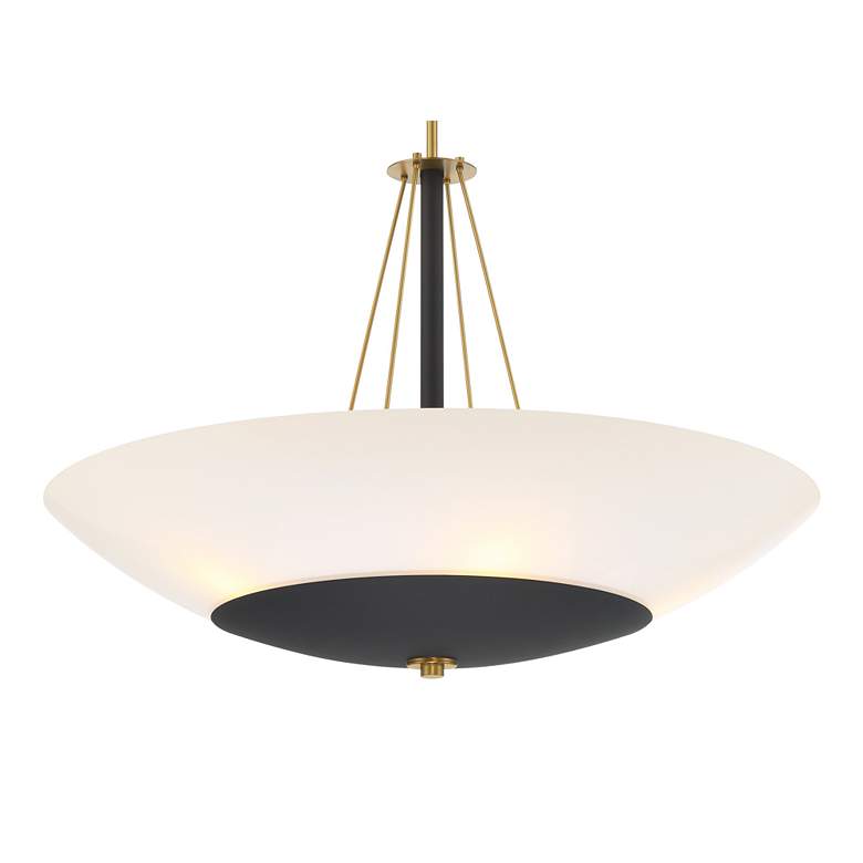 Image 3 Minka Lavery BAX 5-Light 32-in Black and Brass Pendant with Glass Shade more views