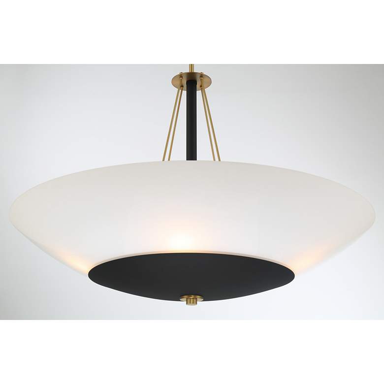 Image 5 Minka Lavery BAX 5-Light 32-in Black and Brass Pendant with Glass Shade more views