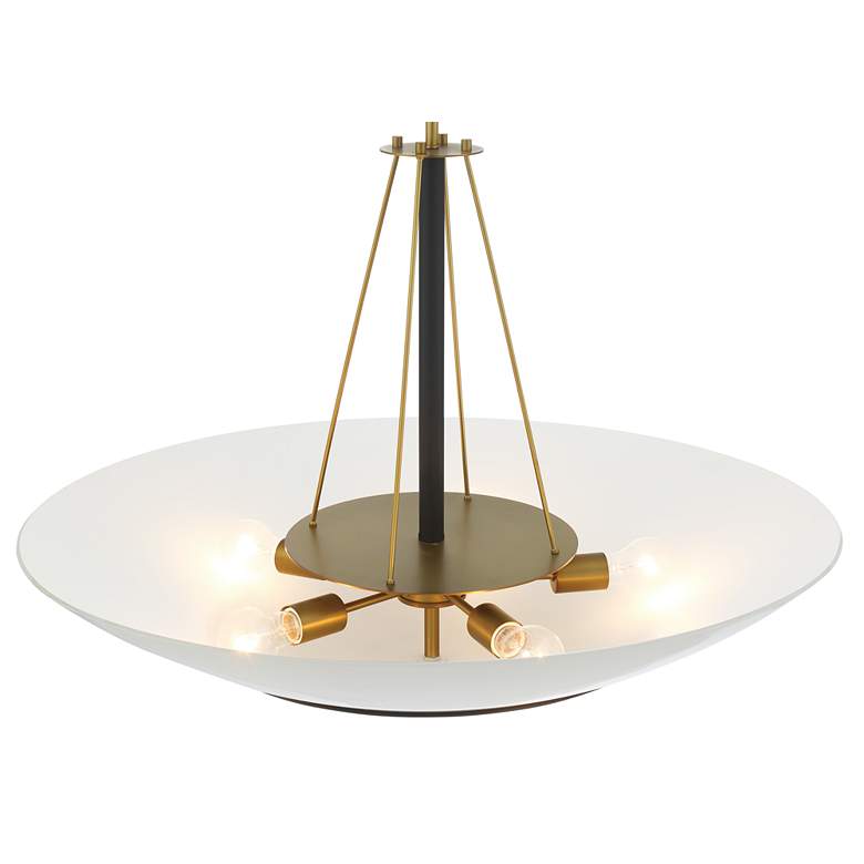 Image 6 Minka Lavery BAX 5-Light 32-in Black and Brass Pendant with Glass Shade more views