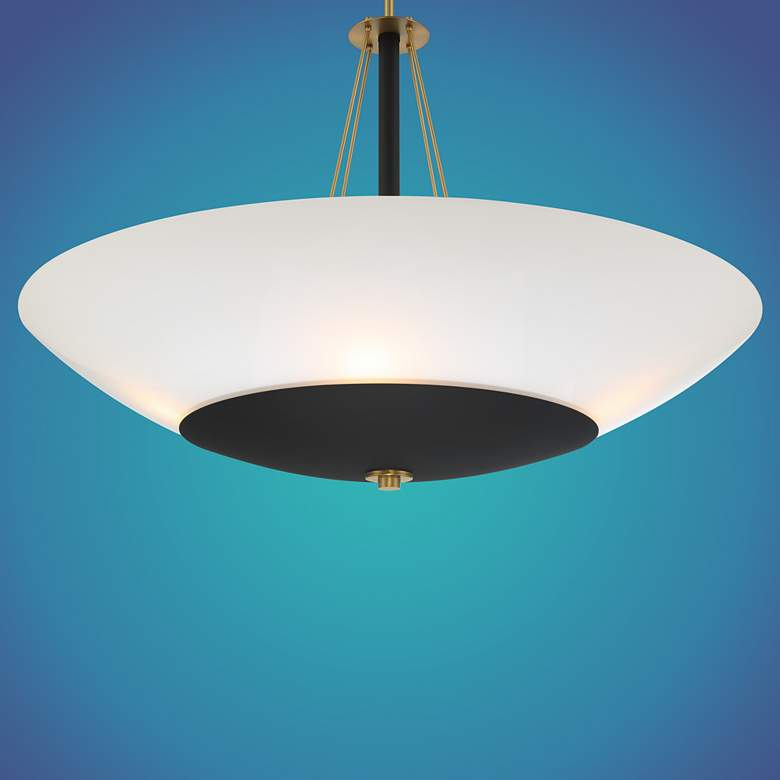 Image 7 Minka Lavery BAX 5-Light 32-in Black and Brass Pendant with Glass Shade more views