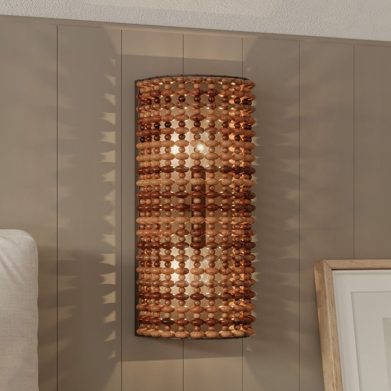 Thumbnail1 of Minka Lavery Beaudelle 2-Light 8-in Dark Bronze Wall Sconce with Wood Beads
