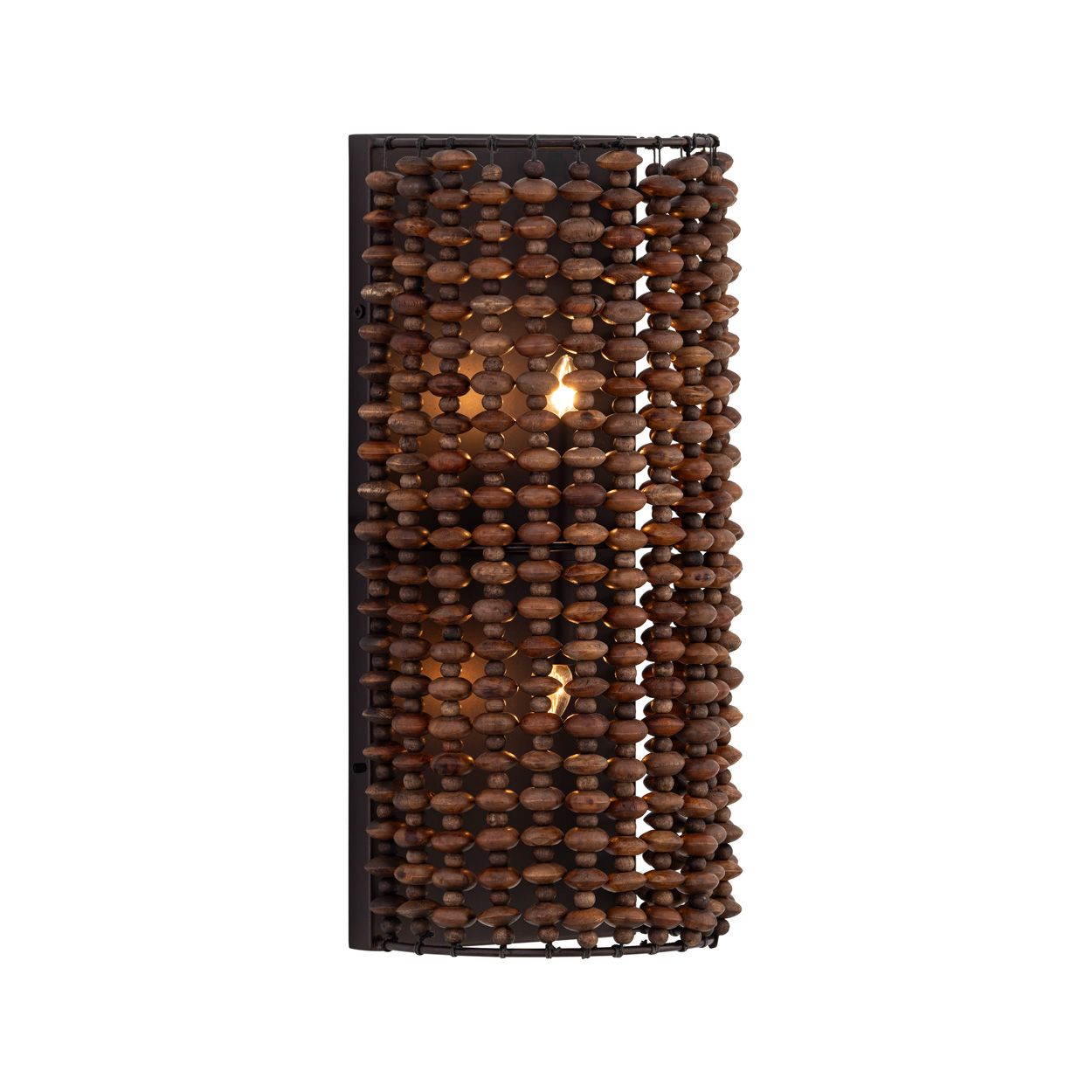 Minka Lavery Beaudelle 2-Light 8-in Dark Bronze Wall Sconce with Wood Beads