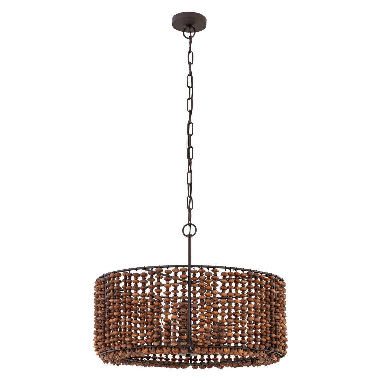 Image 3 Minka Lavery Beaudelle 4-Light 26-in Dark Bronze Pendant with Wood Beads more views