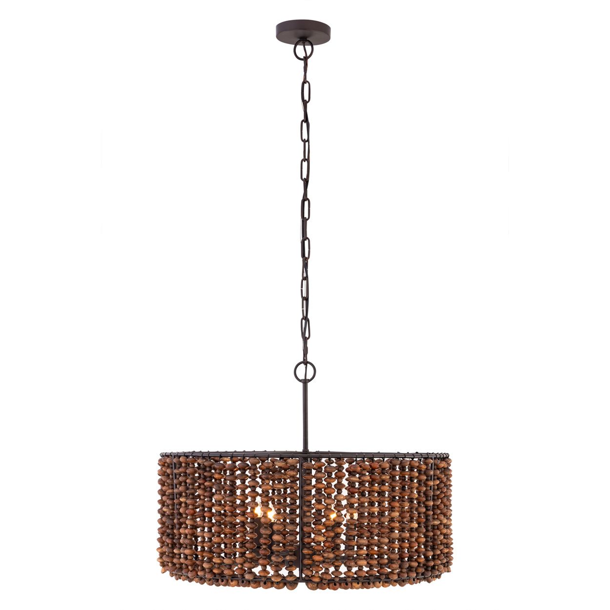 Image 7 Minka Lavery Beaudelle 4-Light 26-in Dark Bronze Pendant with Wood Beads more views