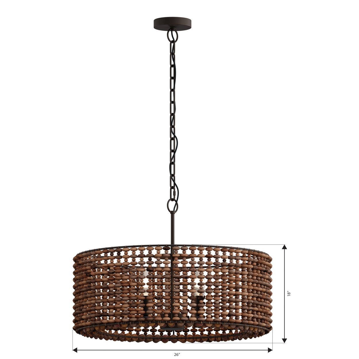 Minka Lavery Beaudelle 4-Light 26-in Dark Bronze Pendant with Wood Beads