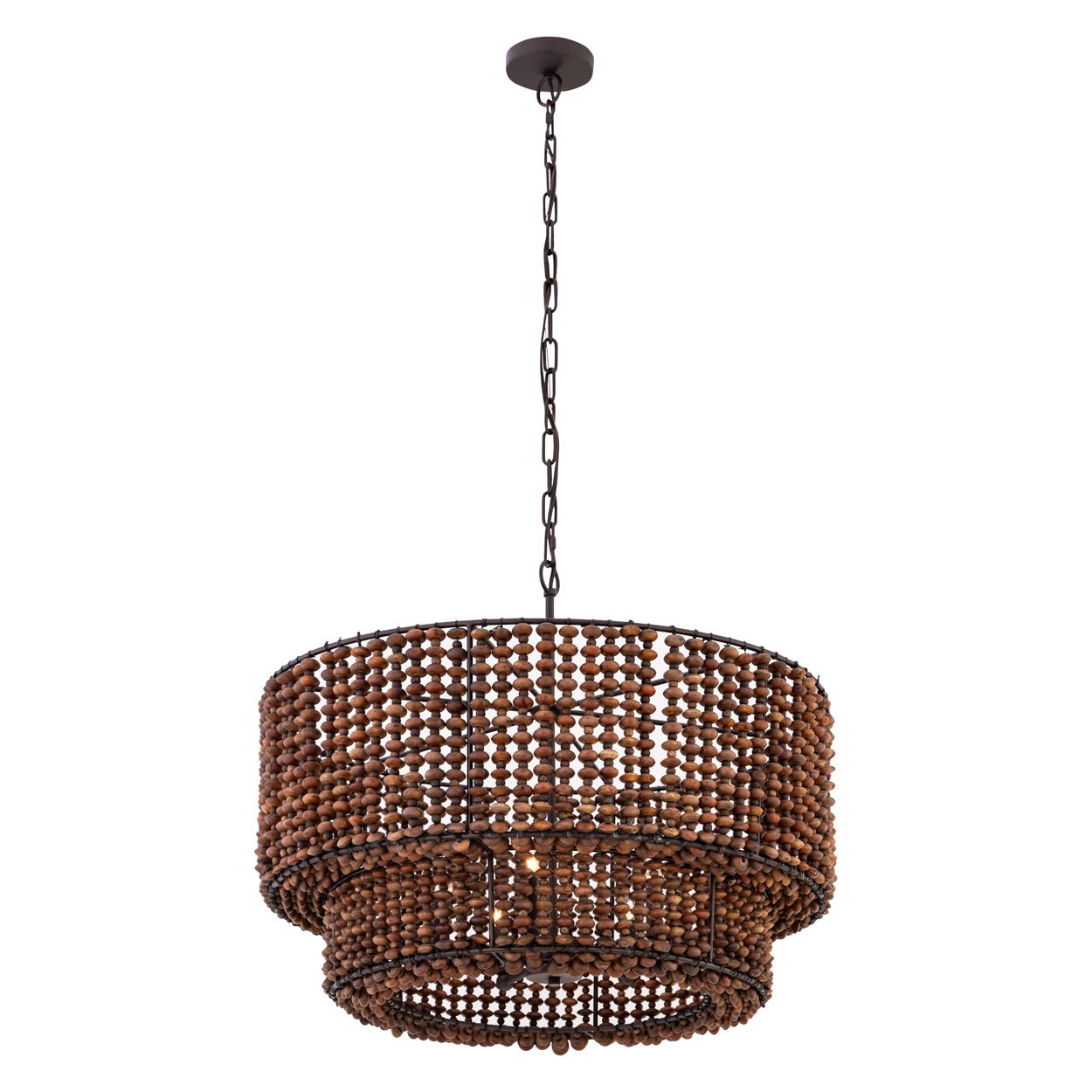 Image 6 Minka Lavery Beaudelle 5-Light 30-in Dark Bronze Pendant with Wood Beads more views