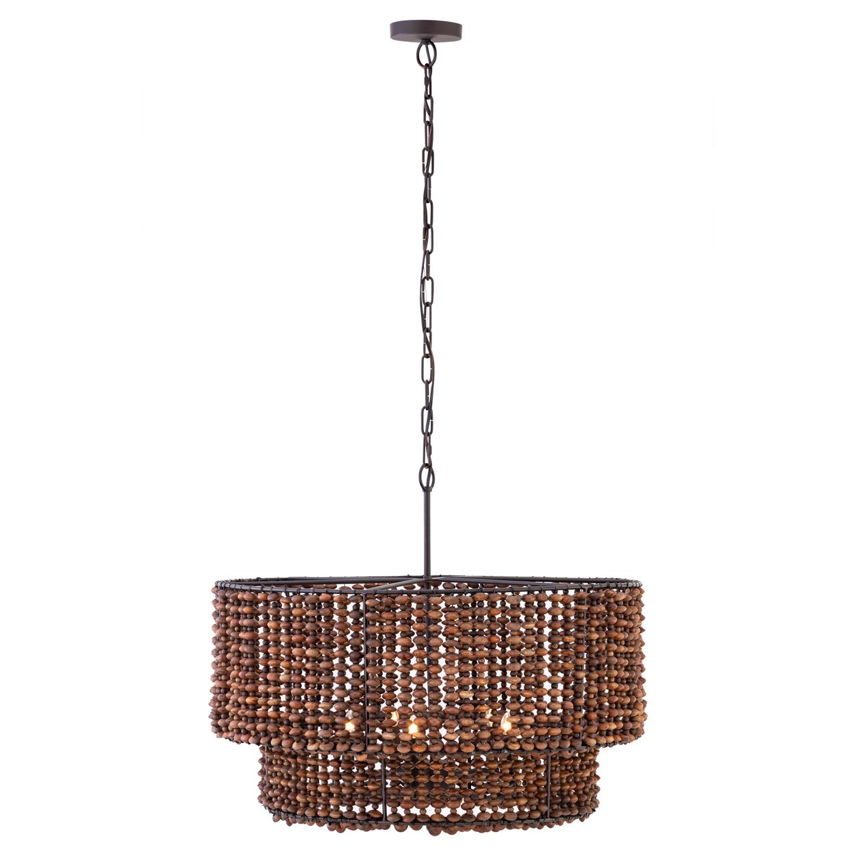 Minka Lavery Beaudelle 5-Light 30-in Dark Bronze Pendant with Wood Beads