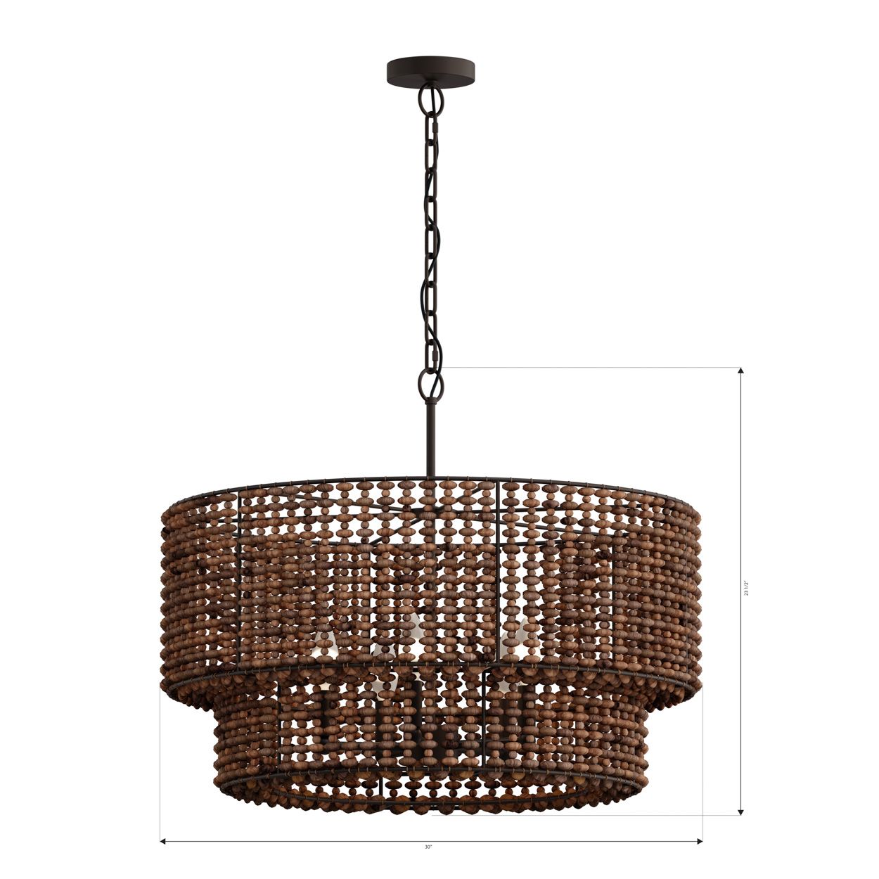 Minka Lavery Beaudelle 5-Light 30-in Dark Bronze Pendant with Wood Beads
