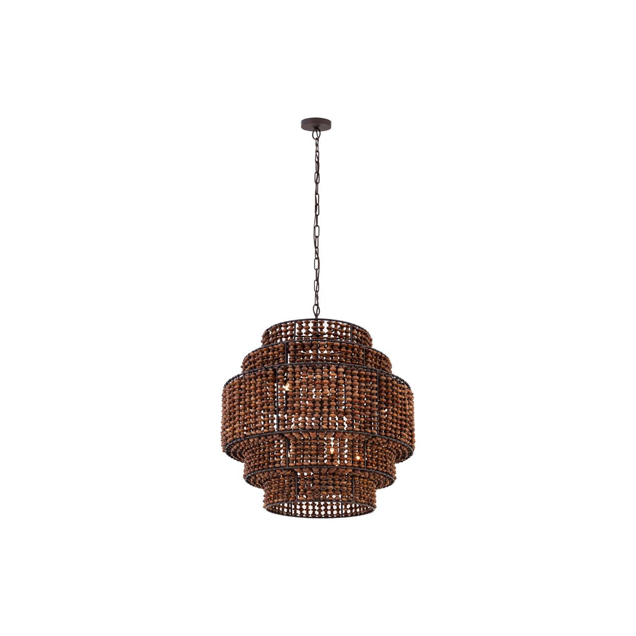 Thumbnail3 of Minka Lavery Beaudelle 9-Light 30-in Dark Bronze Pendant with Wood Beads more views