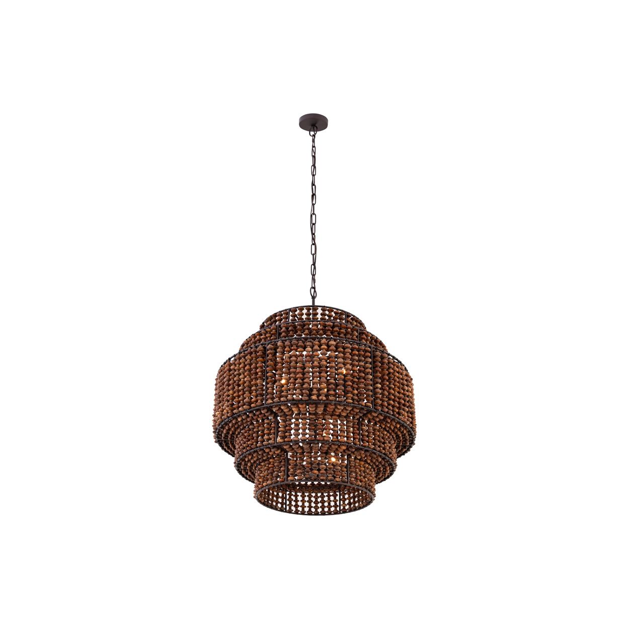 Minka Lavery Beaudelle 9-Light 30-in Dark Bronze Pendant with Wood Beads