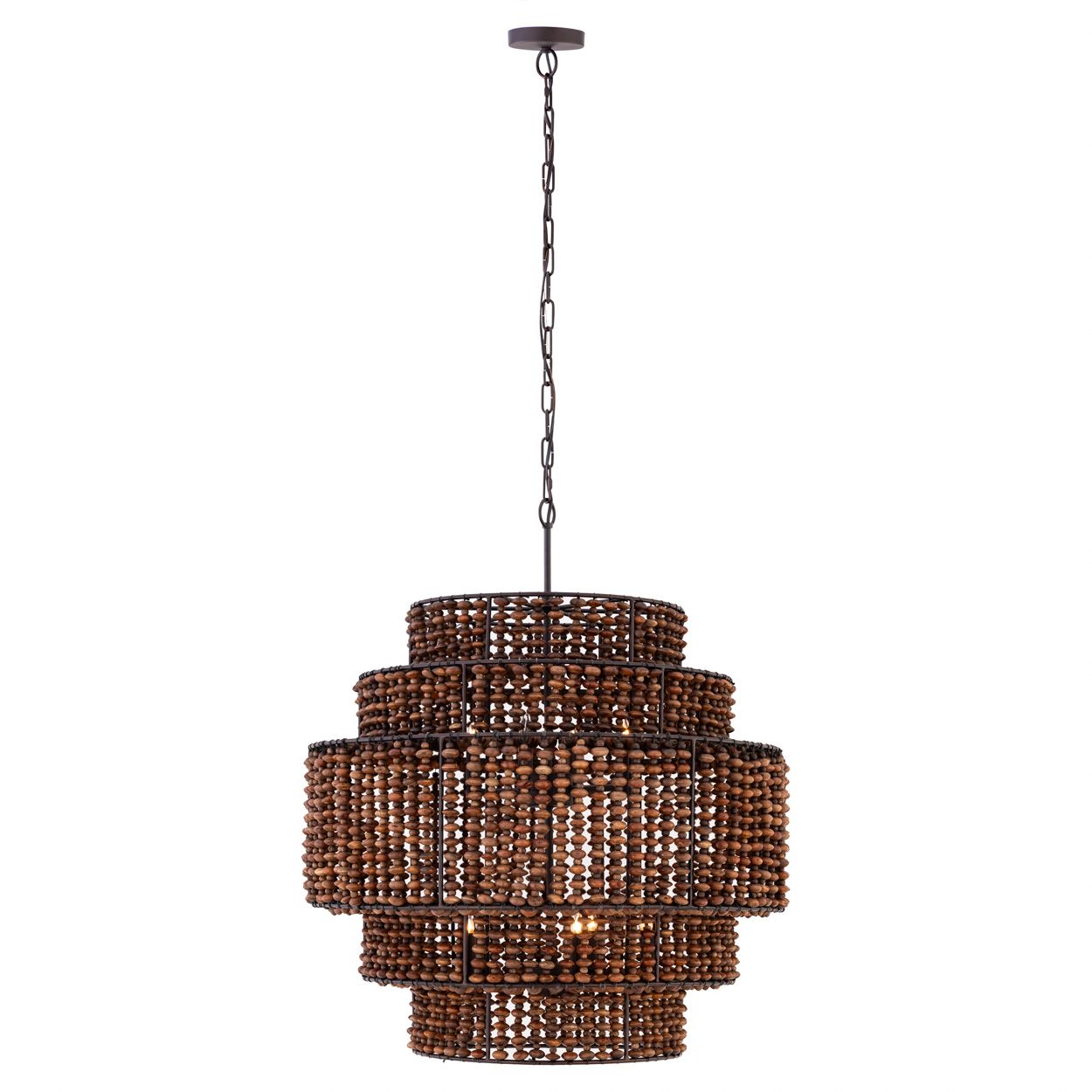 Minka Lavery Beaudelle 9-Light 30-in Dark Bronze Pendant with Wood Beads
