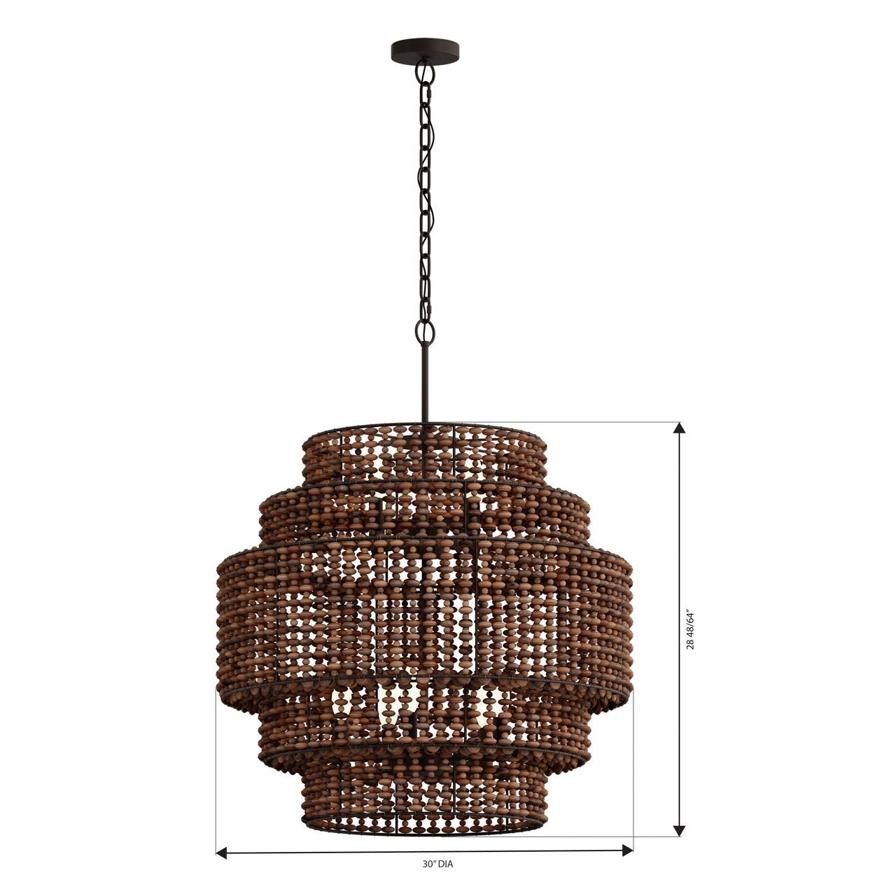Minka Lavery Beaudelle 9-Light 30-in Dark Bronze Pendant with Wood Beads