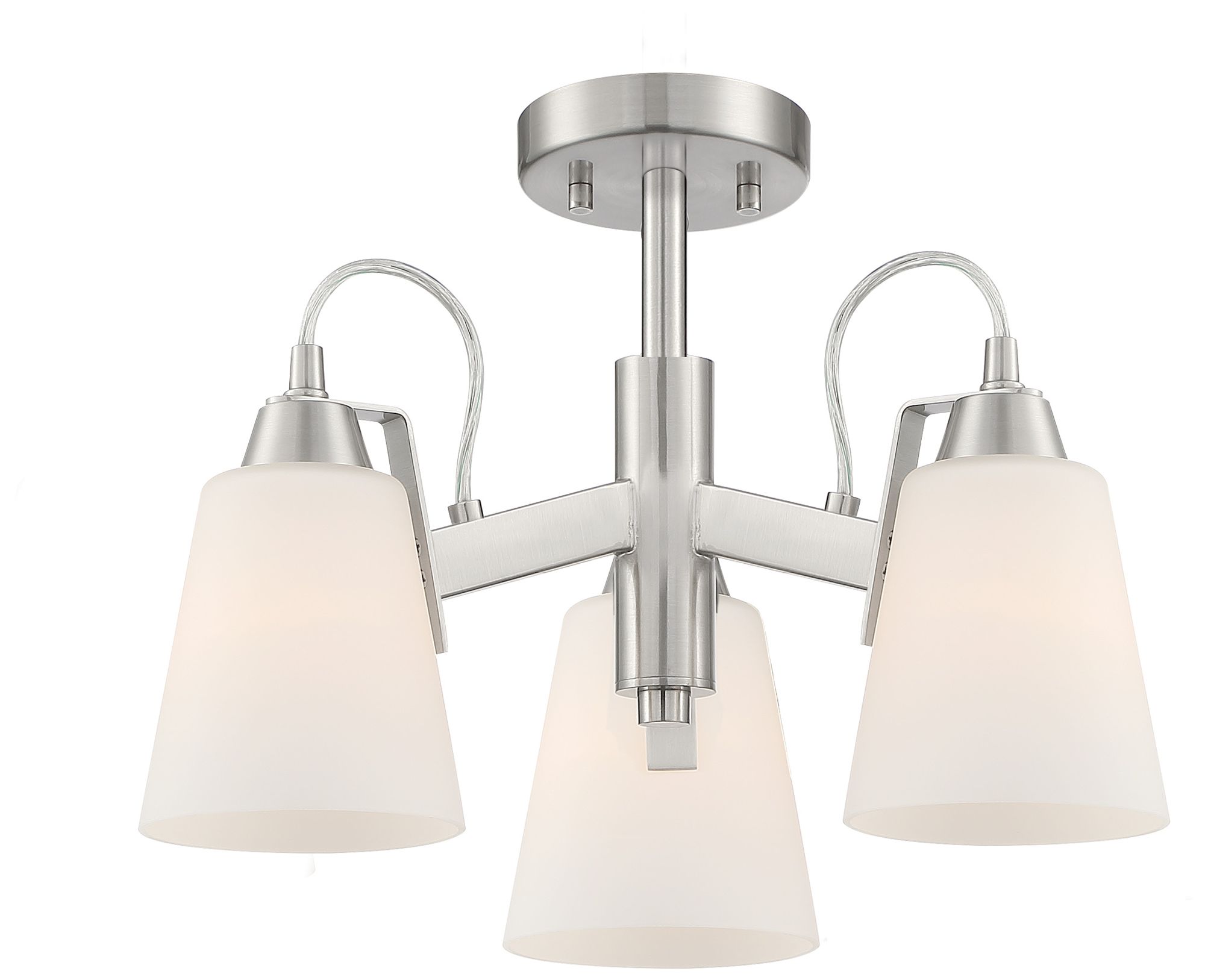 Minka-Lavery Beckonridge 3-Light Brushed Nickel Semi Flush with Opal Shades