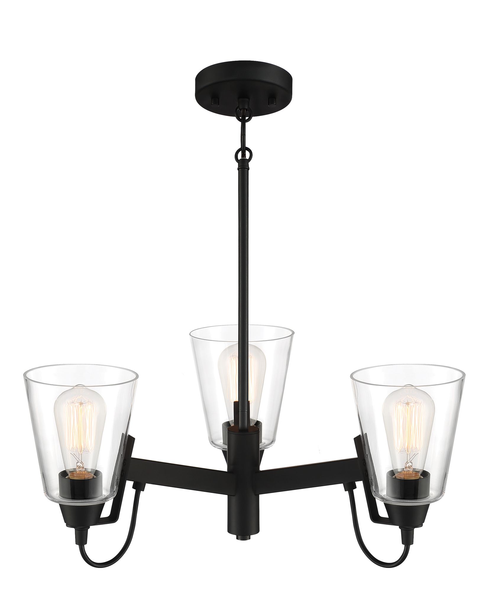 Image 2 Minka-Lavery Beckonridge 3-Light Coal Black Chandelier with Glass Shades more views