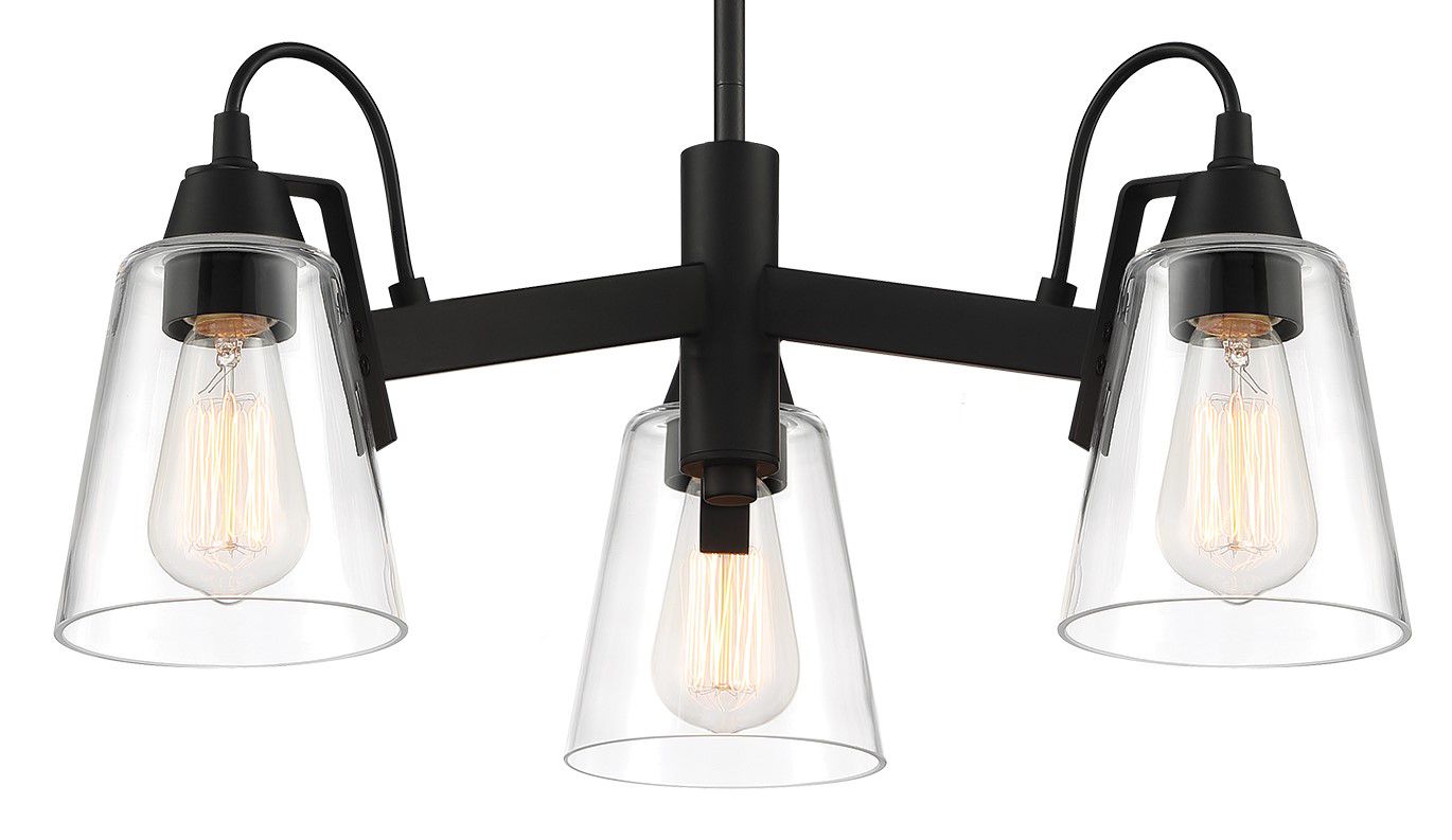 Image 3 Minka-Lavery Beckonridge 3-Light Coal Black Chandelier with Glass Shades more views