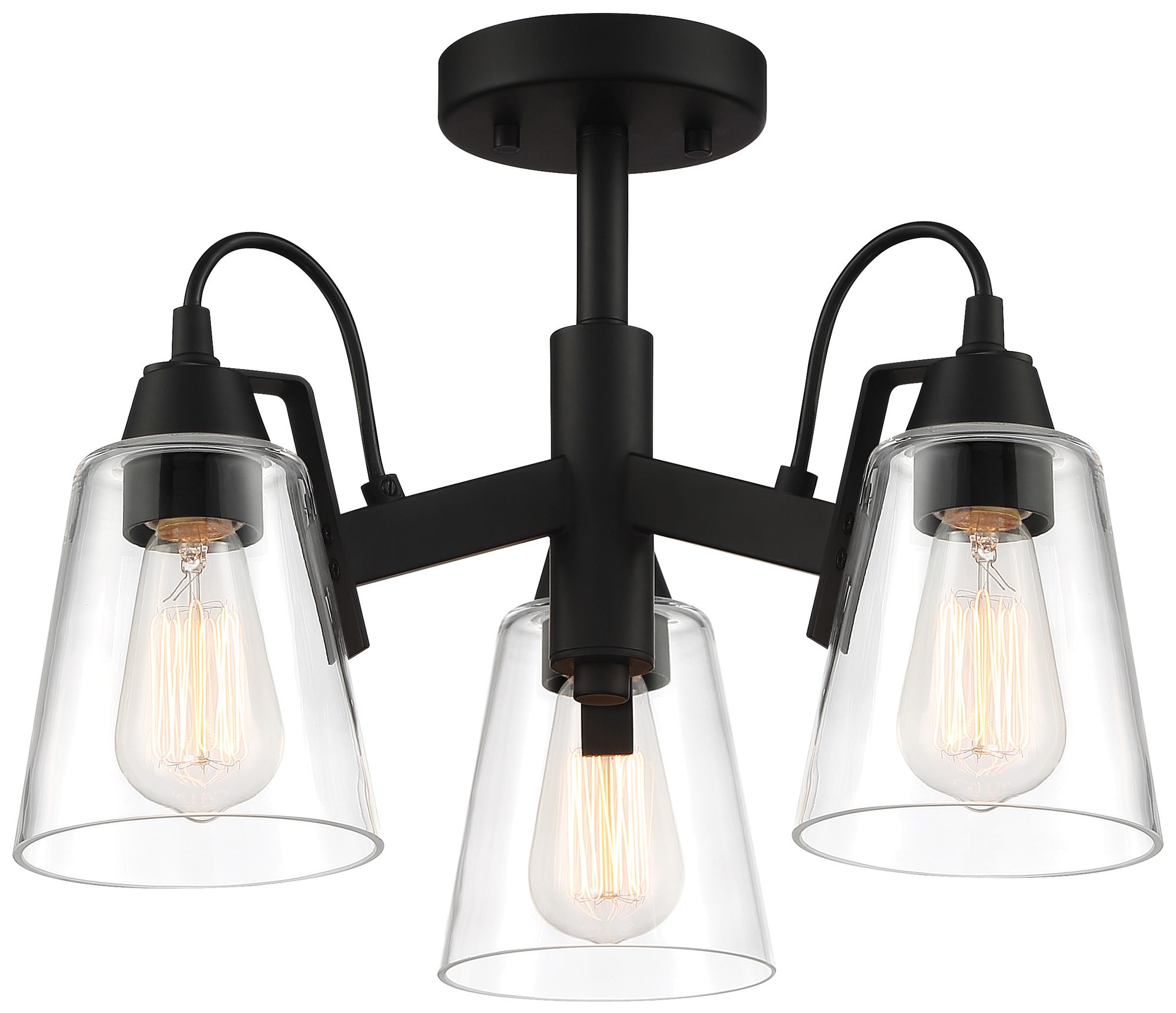 Minka-Lavery Beckonridge 3-Light Coal Black Semi-Flush with Glass Shades