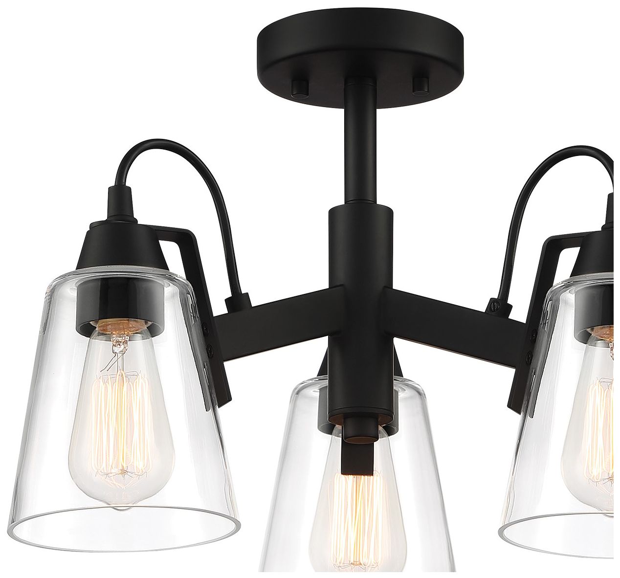 Image 2 Minka-Lavery Beckonridge 3-Light Coal Black Semi-Flush with Glass Shades more views