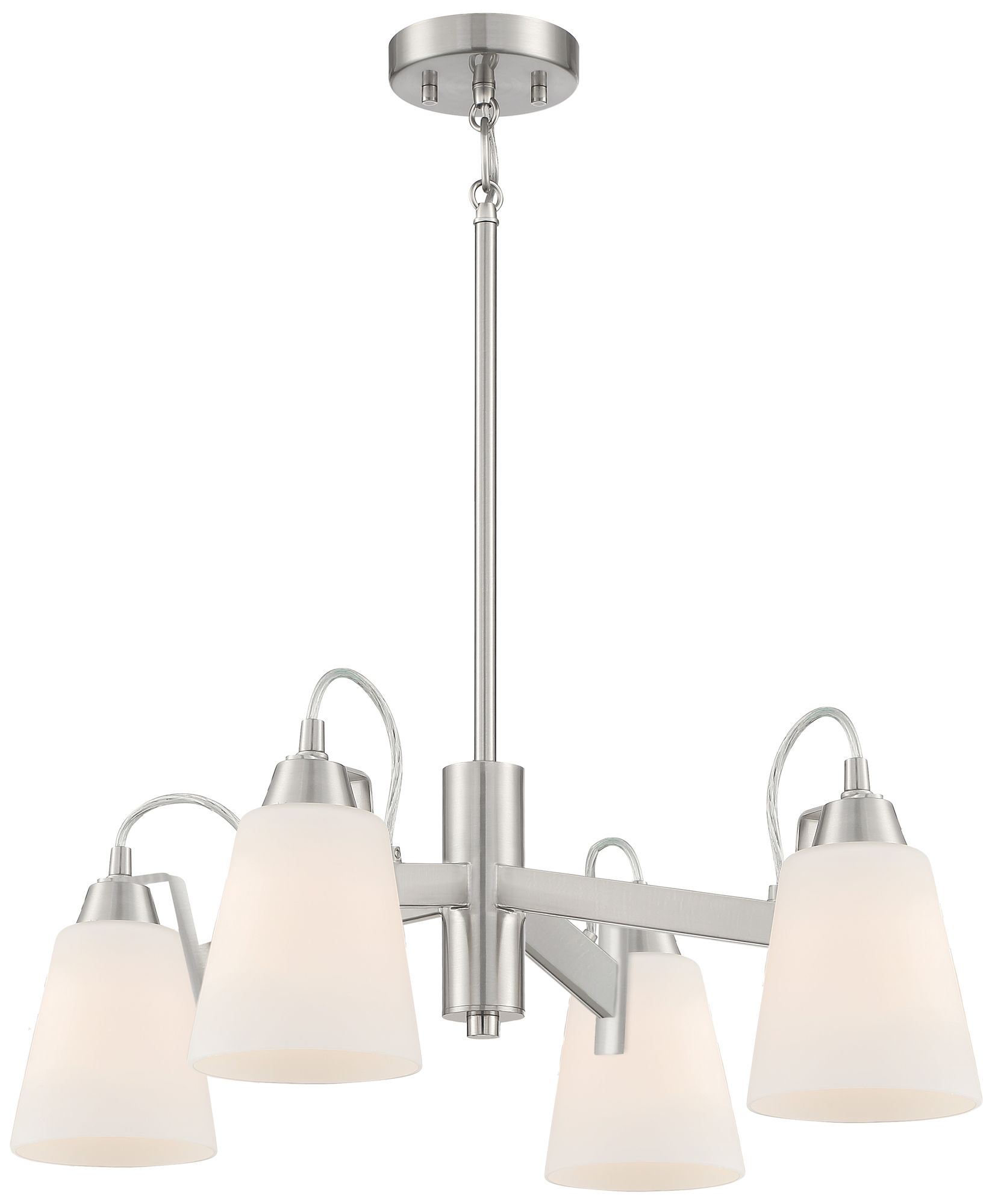 Minka-Lavery Beckonridge 4-Light Brushed Nickel Chandelier with Opal Shades