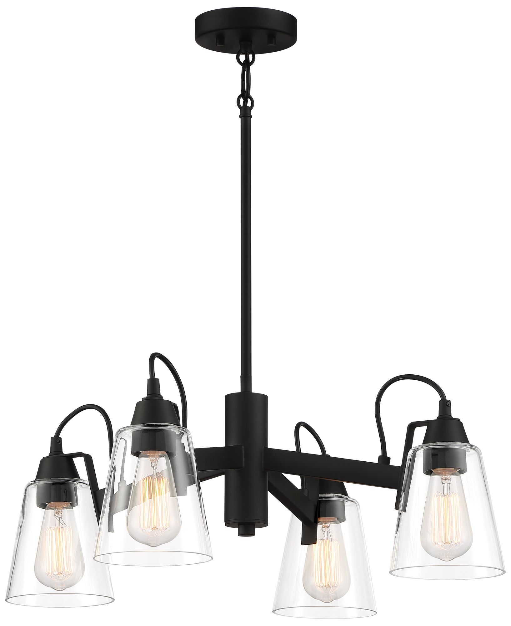 Image 2 Minka-Lavery Beckonridge 4-Light Coal Black Chandelier with Glass Shades