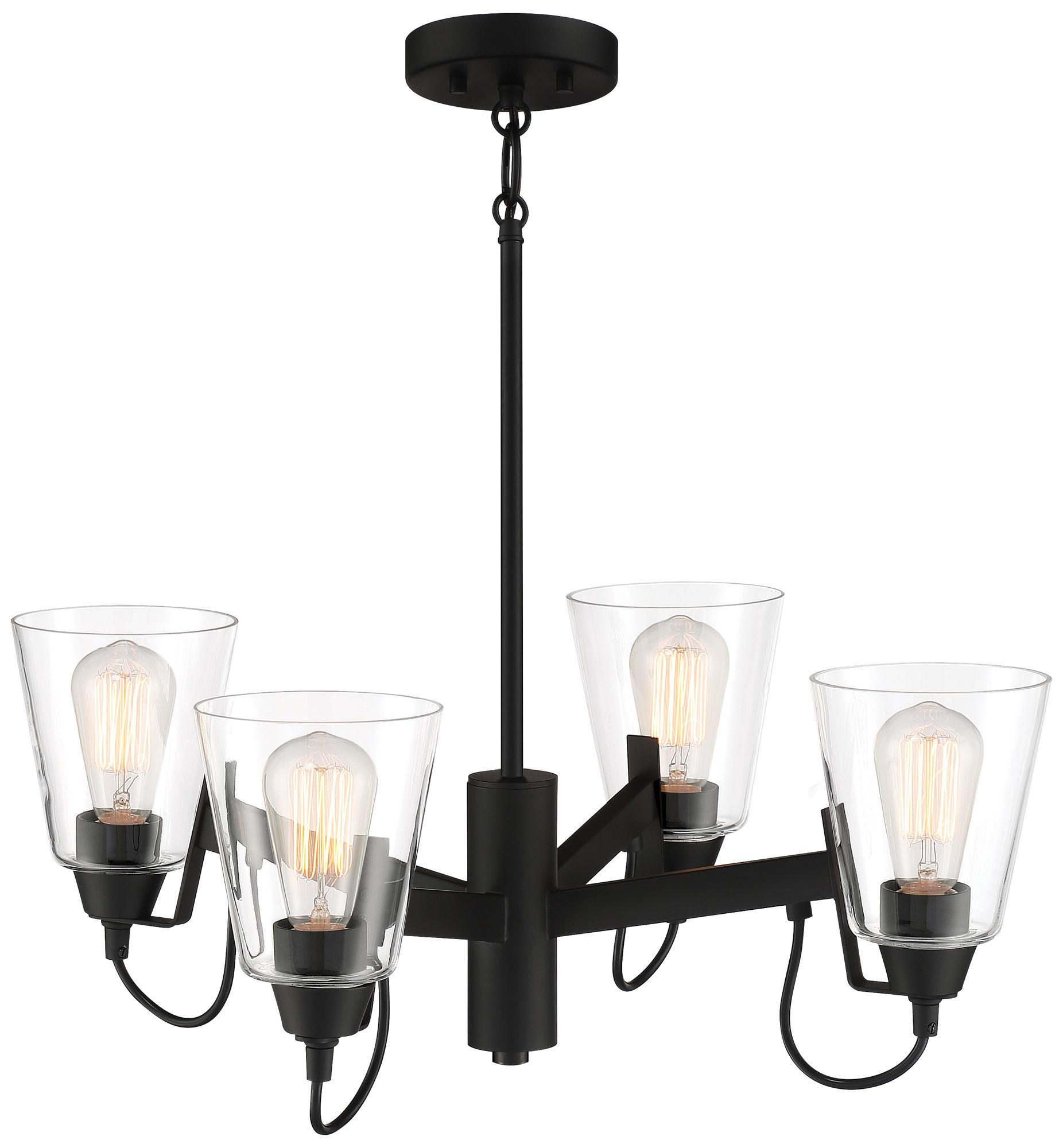 Image 3 Minka-Lavery Beckonridge 4-Light Coal Black Chandelier with Glass Shades more views