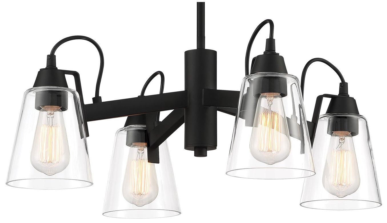 Image 4 Minka-Lavery Beckonridge 4-Light Coal Black Chandelier with Glass Shades more views