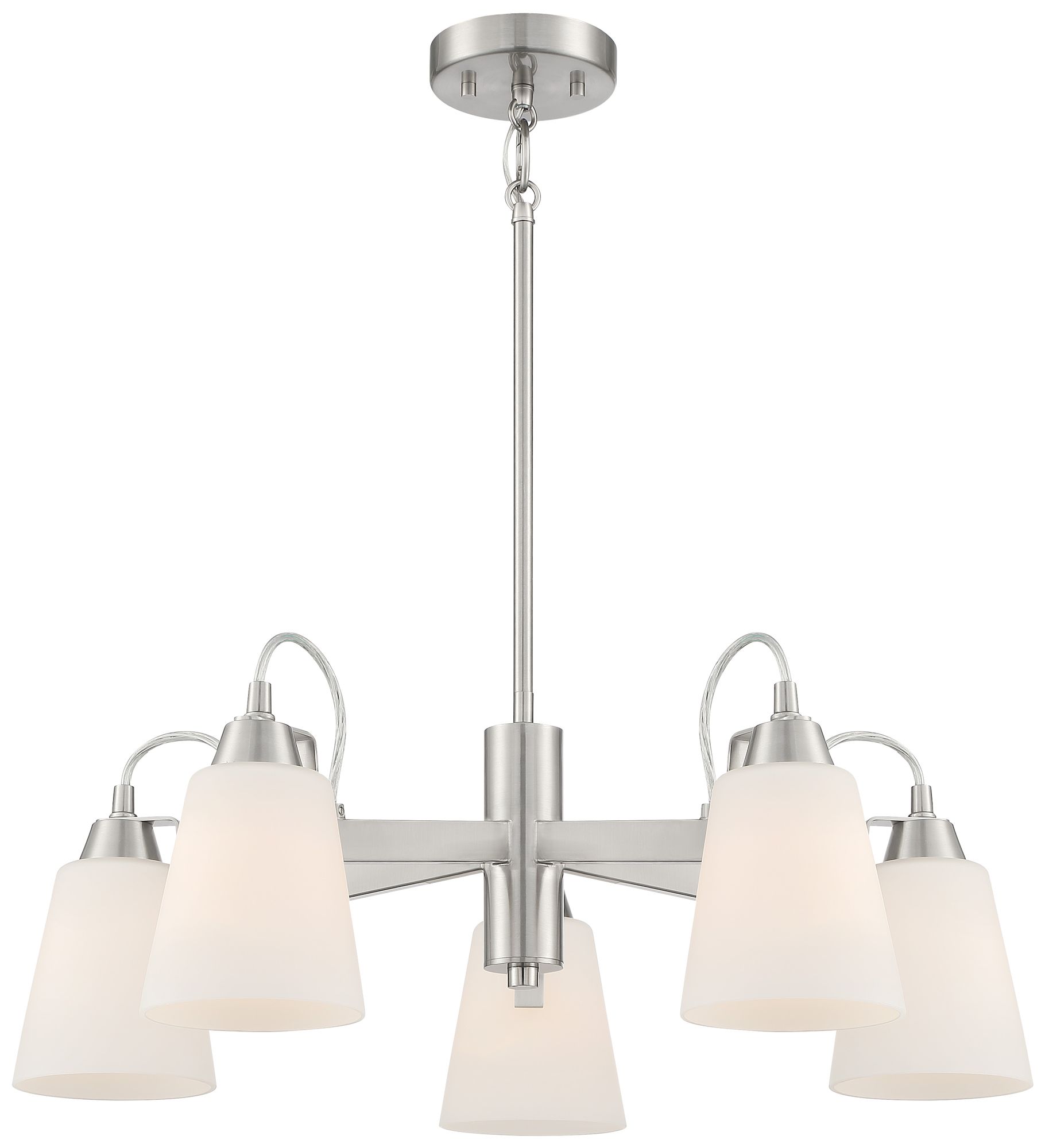 Minka-Lavery Beckonridge 5-Light Brushed Nickel Chandelier with Opal Shades