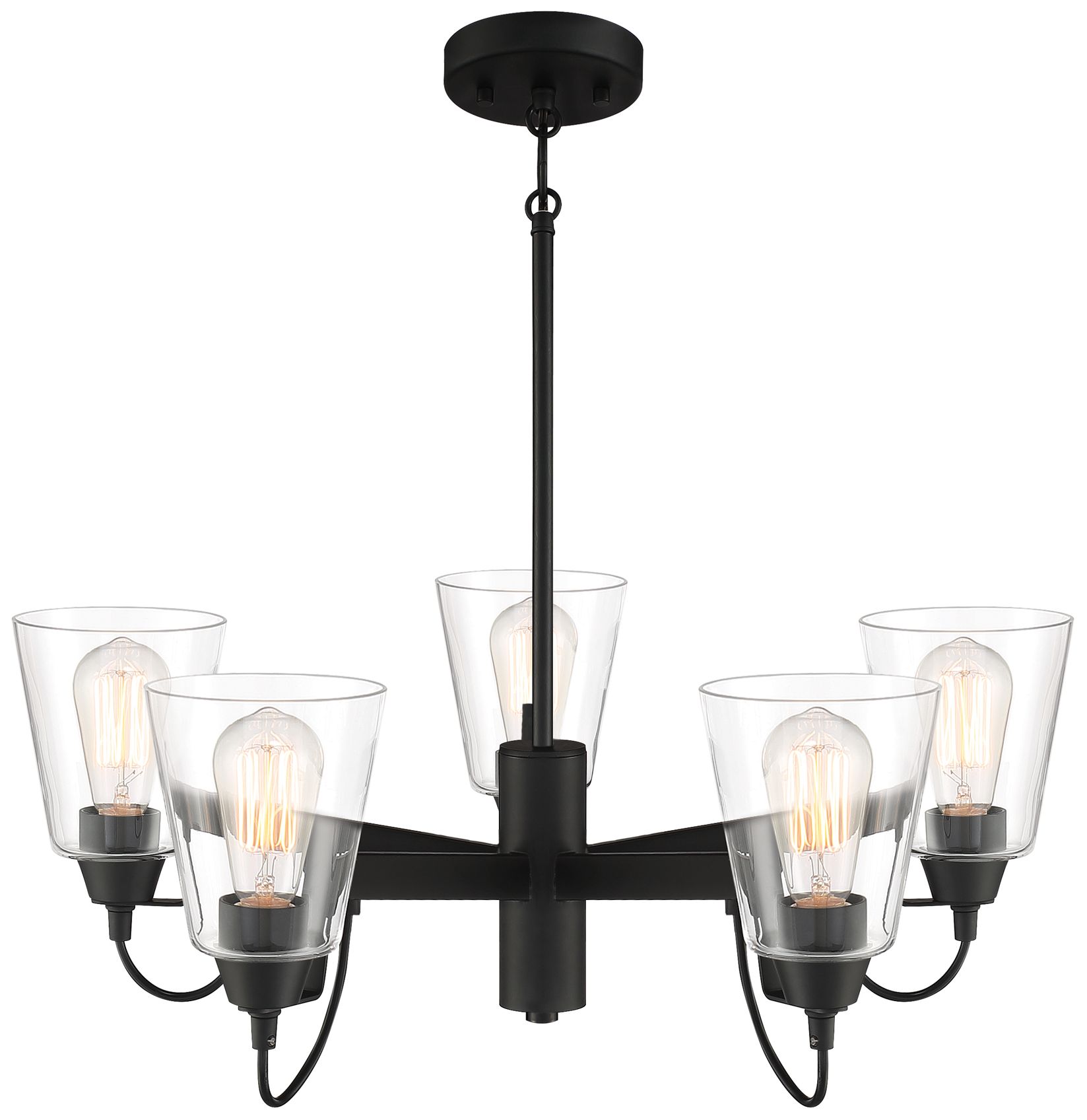 Image 2 Minka-Lavery Beckonridge 5-Light Coal Black Chandelier with Glass Shades more views