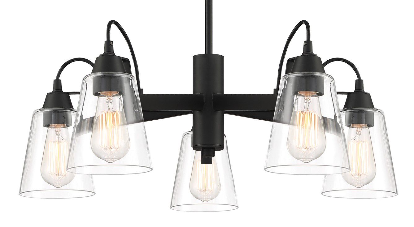 Image 3 Minka-Lavery Beckonridge 5-Light Coal Black Chandelier with Glass Shades more views