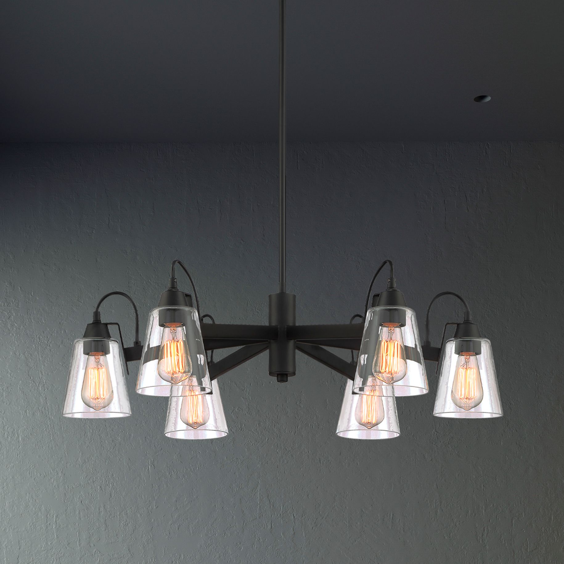 Thumbnail2 of Minka-Lavery Beckonridge 6-Light Coal Black Chandelier with Glass Shades