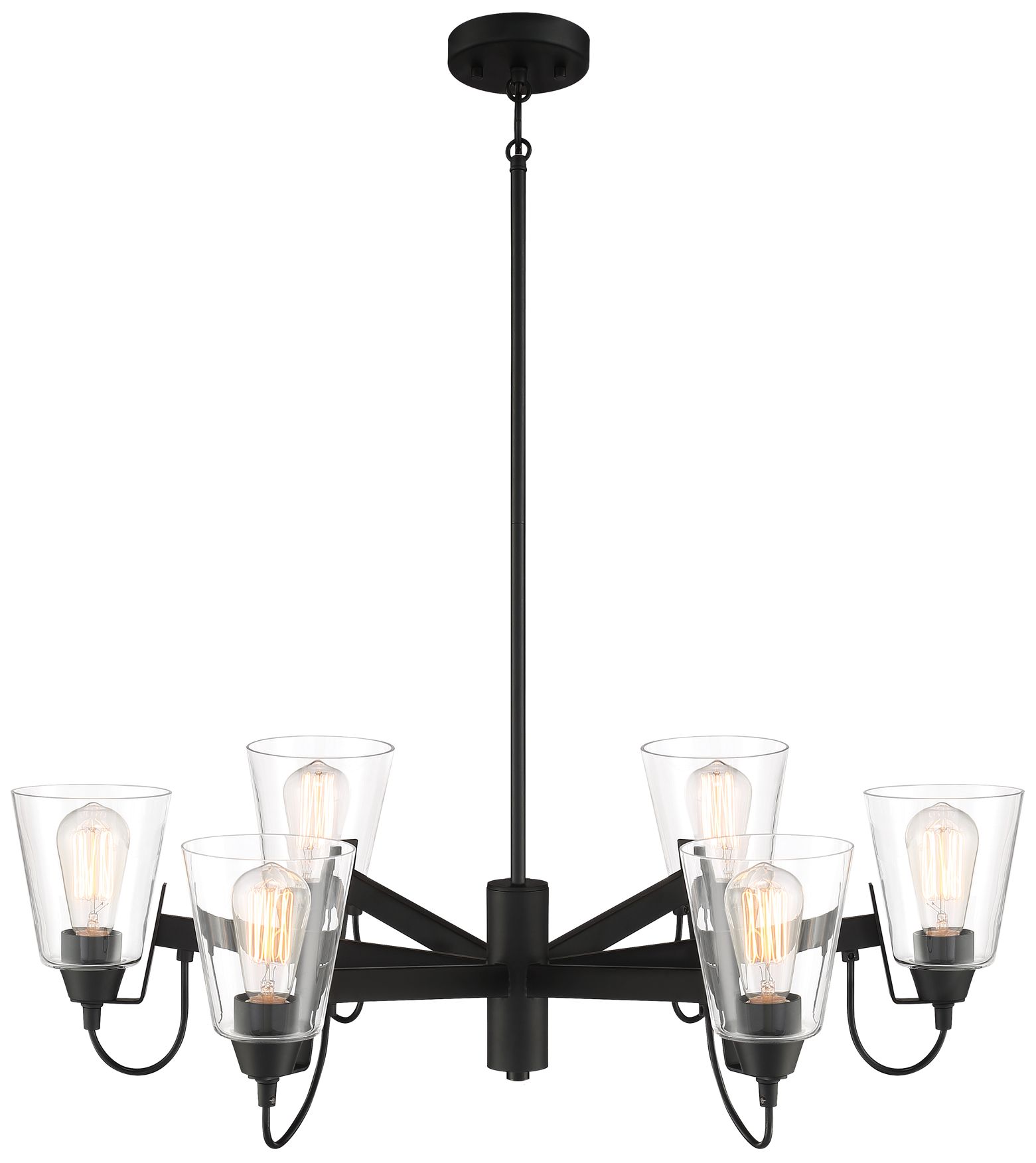 Minka-Lavery Beckonridge 6-Light Coal Black Chandelier with Glass Shades in scene