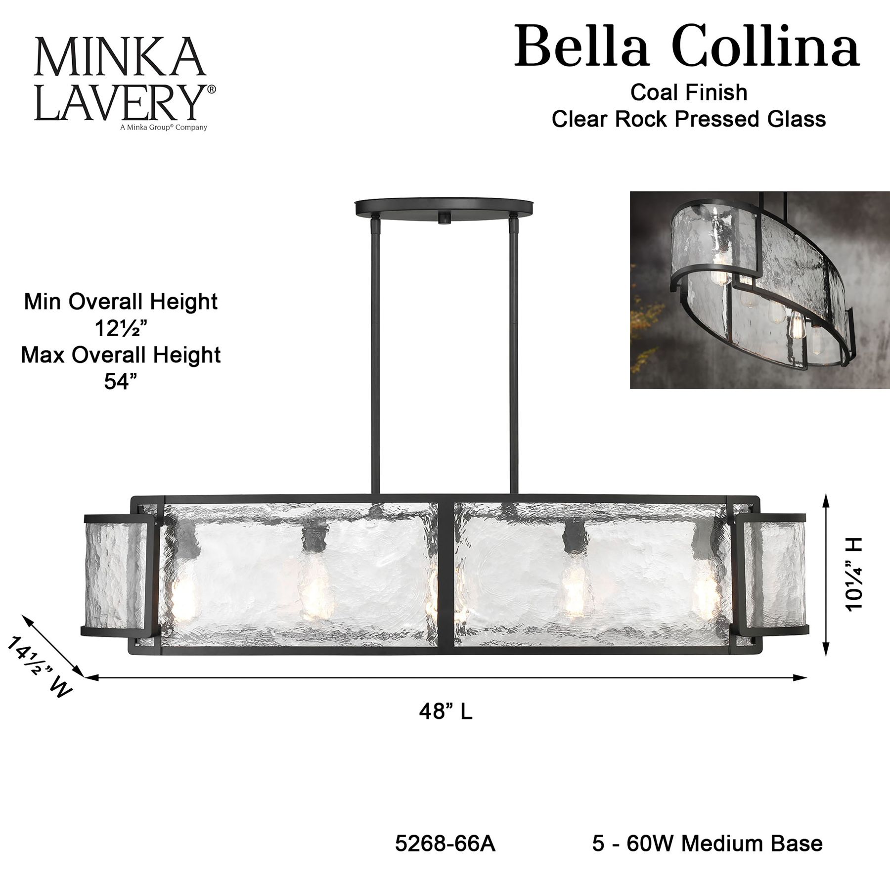 Minka Lavery Bella Collina 5-Light Black Island Chandelier