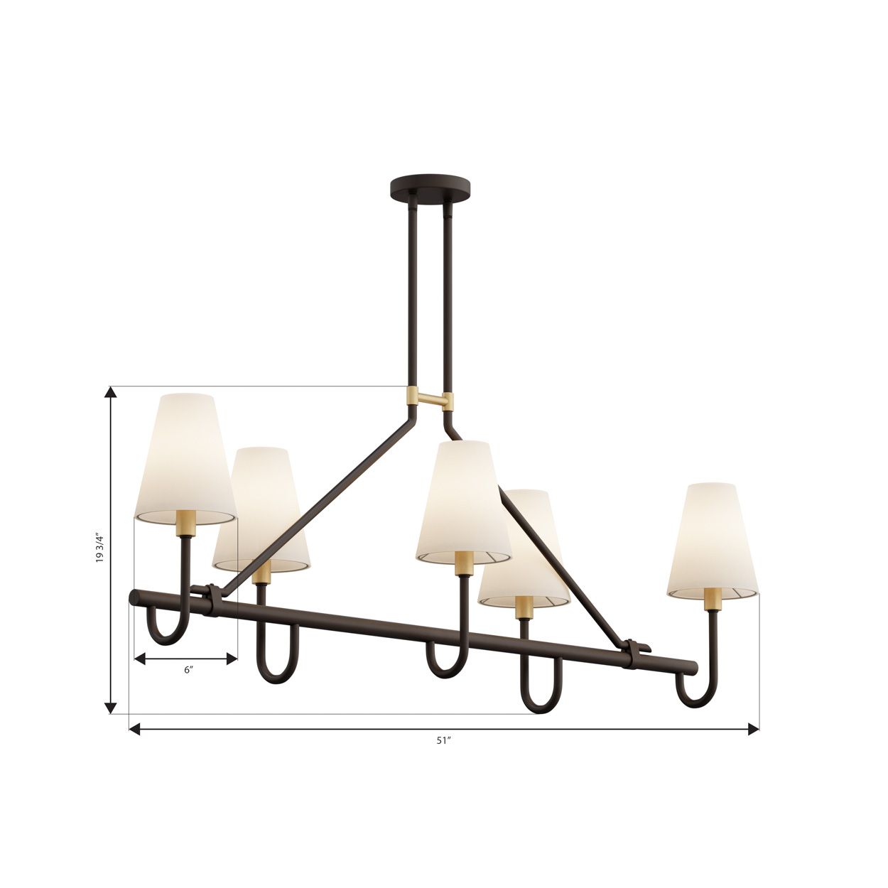 Image 7 Minka Lavery Bellforge 5-Light 11-in Brass and Bronze Linear Chandelier more views