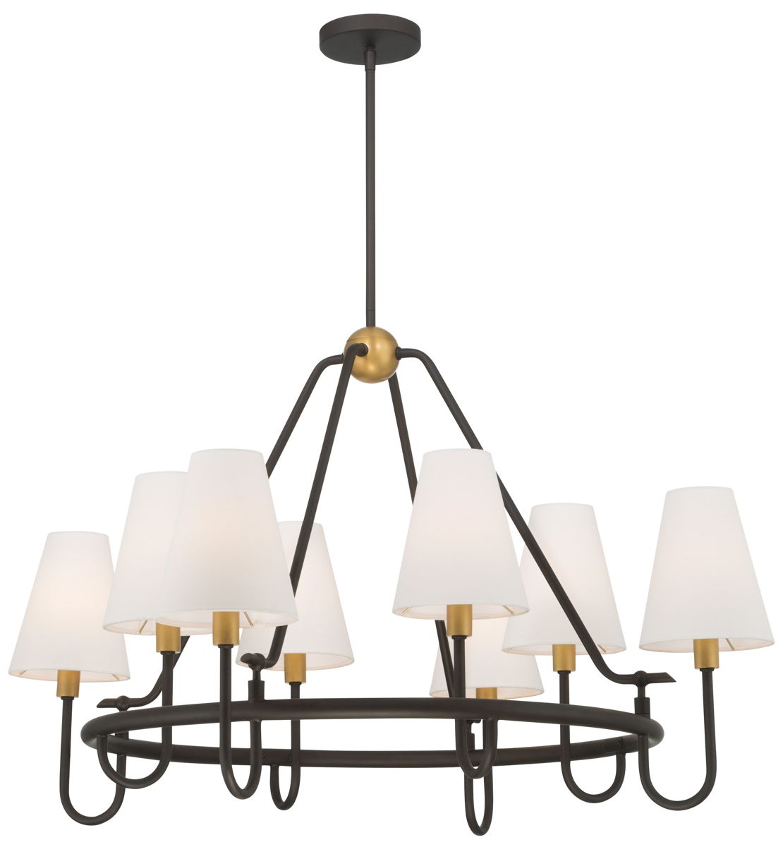 Thumbnail2 of Minka Lavery Bellforge 8-Light 37-in Brass and Bronze Pendant with Shades