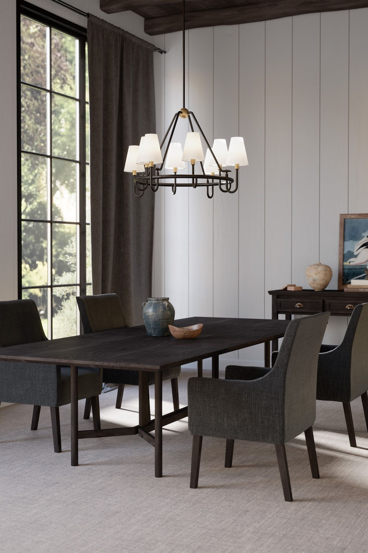 Minka Lavery Bellforge 8-Light 37-in Brass and Bronze Pendant with Shades